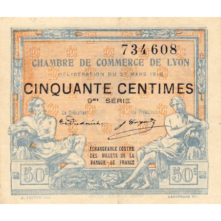 Lyon - Pirot 77-16 - 50 centimes - 9me série - 27/03/1918 - Etat : TTB