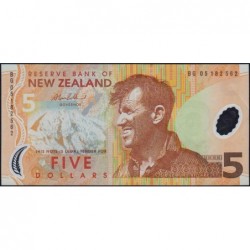 Nouvelle Zélande - Pick 185b - 5 dollars - Série BG - 2005 - Polymère - Etat : SUP