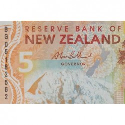 Nouvelle Zélande - Pick 185b - 5 dollars - Série BG - 2005 - Polymère - Etat : SUP