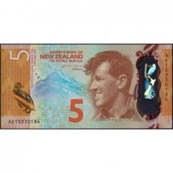 Nouvelle Zélande - Pick 191 - 5 dollars - Série AE - 2015 - Polymère - Etat : NEUF
