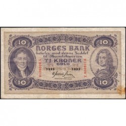 Norvège - Pick 8c - 10 kroner - Série Y - 1939 - Etat : TTB
