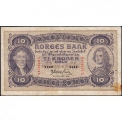 Norvège - Pick 8c - 10 kroner - Série Y - 1939 - Etat : TTB