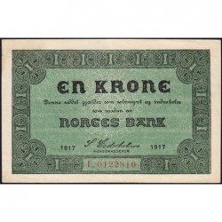 Norvège - Pick 13a_1 - 1 krone - Série E - 1917 - Etat : SUP