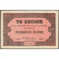 Norvège - Pick 14b - 2 kroner - Sans série - 1922 - Etat : TTB+ à SUP