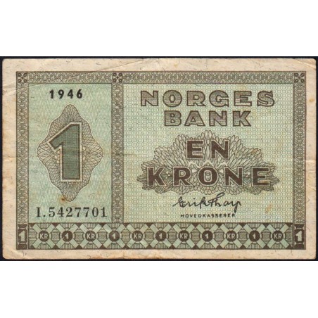 Norvège - Pick 15b - 1 krone - Série I - 1946 - Etat : TB+