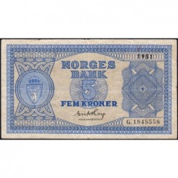 Norvège - Pick 25d - 5 kroner - Série G - 1951 - Etat : TB+