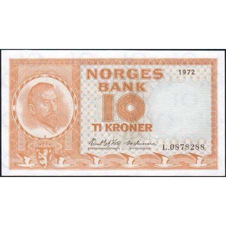 Norvège - Pick 31f - 10 kroner - Série L - 1972 - Etat : NEUF