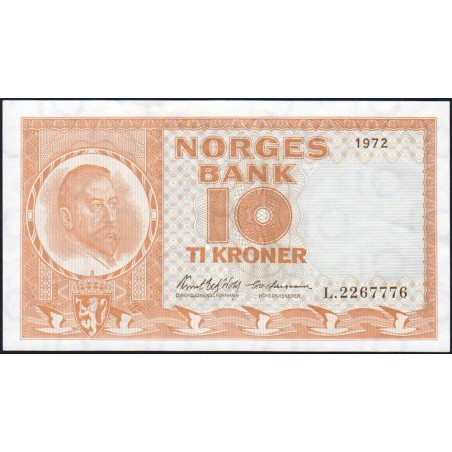 Norvège - Pick 31f - 10 kroner - Série L - 1972 - Etat : SUP