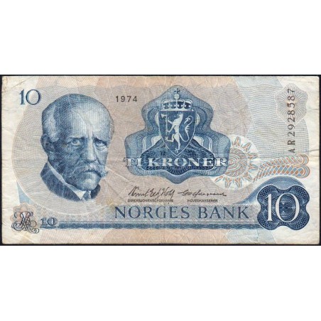 Norvège - Pick 36b - 10 kroner - Série AR - 1974 - Etat : TB