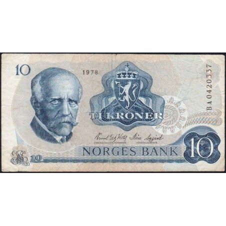 Norvège - Pick 36c - 10 kroner - Série BA - 1978 - Etat : TB+