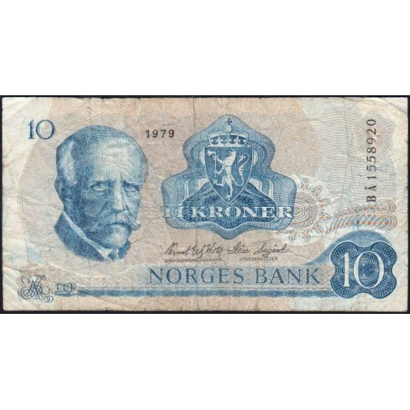 Norvège - Pick 36c - 10 kroner - Série BÅ - 1979 - Etat : TB-