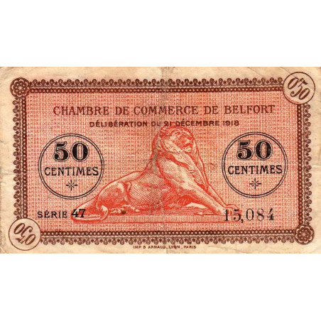 Belfort - Pirot 23-52b - 50 centimes - Série 47 - 21/12/1918 - Etat : TB