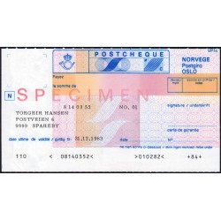 Norvège - Postchèque spécimen - 1983 - Etat : NEUF