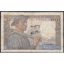 F 08-01 - 11/09/1941 - 10 francs - Mineur - Série U.1 - Etat : TB-