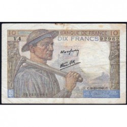 F 08-02 - 09/10/1941 - 10 francs - Mineur - Série V.4 - Etat : TB