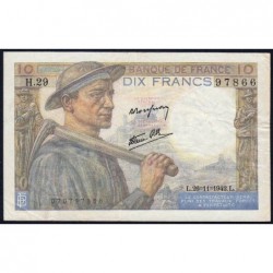 F 08-06 - 26/11/1942 - 10 francs - Mineur - Série H.29 - Etat : TB+