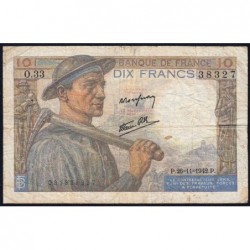F 08-06 - 26/11/1942 - 10 francs - Mineur - Série O.33 - Etat : TB