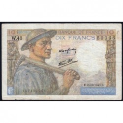 F 08-08 - 25/03/1943 - 10 francs - Mineur - Série W.43 - Remplacement - Etat : TB+