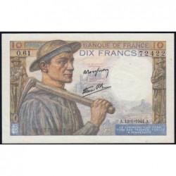 F 08-10 - 13/01/1944 - 10 francs - Mineur - Série O.61 - Etat : SUP+