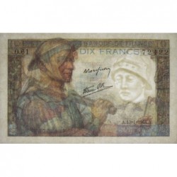F 08-10 - 13/01/1944 - 10 francs - Mineur - Série O.61 - Etat : SUP+