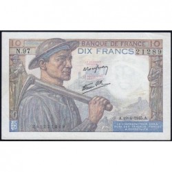F 08-13 - 19/04/1945 - 10 francs - Mineur - Série N.97 - Etat : SUP