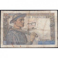 F 08-13 - 19/04/1945 - 10 francs - Mineur - Série L.98 - Etat : B+