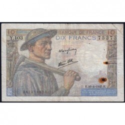 F 08-14 - 26/04/1945 - 10 francs - Mineur - Série Y.103 - Etat : B+