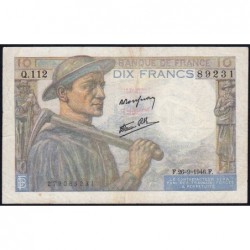 F 08-15 - 26/09/1946 - 10 francs - Mineur - Série Q.112 - Etat : TTB-