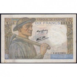 F 08-15 - 26/09/1946 - 10 francs - Mineur - Série T.116 - Etat : TTB