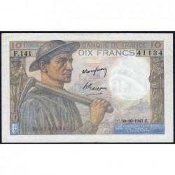 F 08-18 - 30/10/1947 - 10 francs - Mineur - Série F.141 - Etat : SUP+