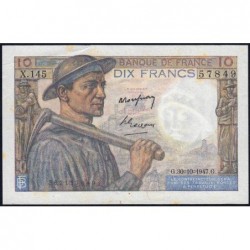 F 08-18 - 30/10/1947 - 10 francs - Mineur - Série X.145 - Etat : SUP