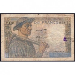 F 08-18 - 30/10/1947 - 10 francs - Mineur - Série P.149 - Etat : B