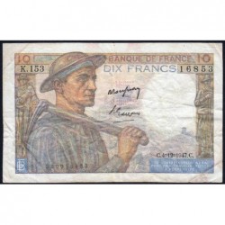 F 08-19 - 04/12/1947 - 10 francs - Mineur - Série K.153 - Etat : TB+
