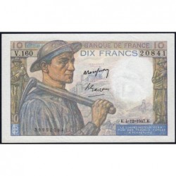 F 08-19 - 04/12/1947 - 10 francs - Mineur - Série V.160 - Etat : SUP+