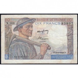 F 08-20 - 10/03/1949 - 10 francs - Mineur - Série N.168 - Etat : TB+