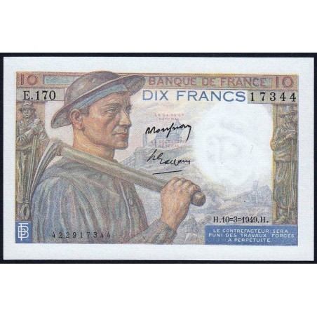 F 08-20 - 10/03/1949 - 10 francs - Mineur - Série E.170 - Etat : SPL