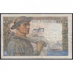 F 08-21 - 07/04/1949 - 10 francs - Mineur - Série F.185 - Etat : TB