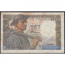 F 08-21 - 07/04/1949 - 10 francs - Mineur - Série G.185 - Etat : TB-