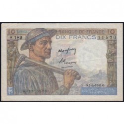 F 08-21 - 07/04/1949 - 10 francs - Mineur - Série S.189 - Etat : TTB