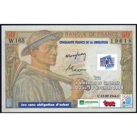 Chaumont - Bon de la libération - 50 francs - Mineur - 13/09/1994 - Etat : NEUF