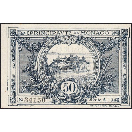 Monaco - Pirot 136-3 - 50 centimes - Série A -16/03/1920 - Etat : NEUF