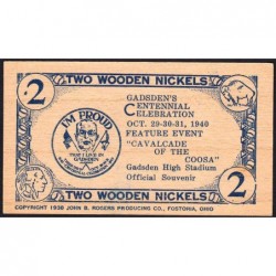 Etats Unis d'Amérique - Alabama - Gadsden - 2 wooden nickels (10 cents) - 1940 - Etat : NEUF