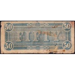 Etats Conf. d'Amérique - Pick 70 - 50 dollars - Lettre A - Sans série - 17/02/1864 - Etat : B
