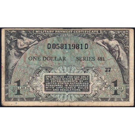 Etats Unis - Militaire - Pick M26 - 1 dollar - Séries 481 - 20/06/1951 - Etat : TB-