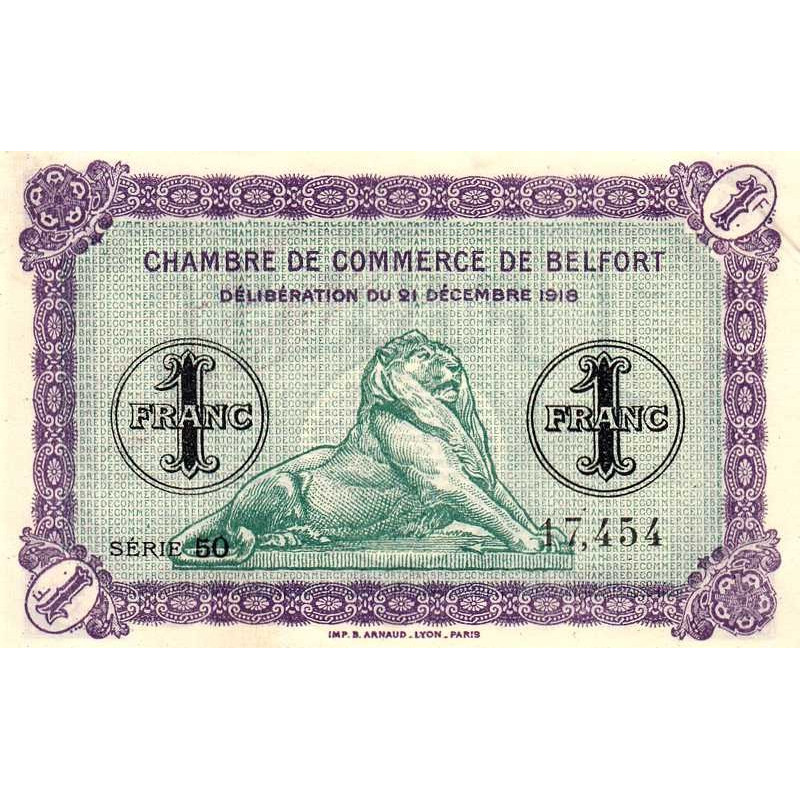 Belfort - Pirot 23-54 - 1 franc - Série 50 - 21/12/1918 - Etat : SUP+