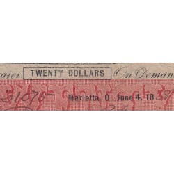 Etats Unis - Ohio - Marietta - 20 dollars - Sans lettre - 04/06/1838- Etat : TB