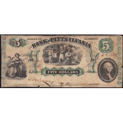 Etats Unis - Virginie - Chatham - 5 dollars - Lettre D - 04/07/1861 - Etat : TB-