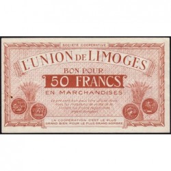 87 - Limoges - Union de Limoges - 50 francs - Type C - (1920-1935) - Etat : TTB+
