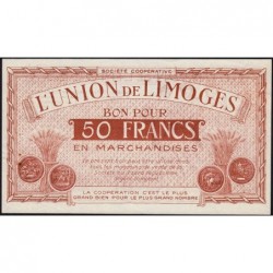 87 - Limoges - Union de Limoges - 50 francs - Type C - (1920-1935) - Etat : TTB+