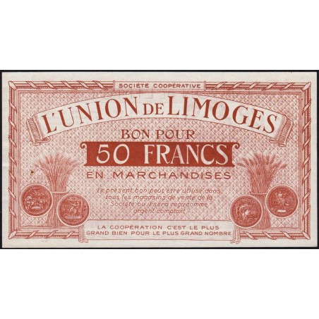 87 - Limoges - Union de Limoges - 50 francs - Type C - (1920-1935) - Etat : SUP